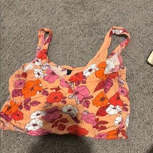 Floral Tank Top in Orange and Pink